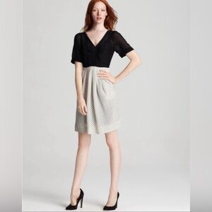 Marc by Marc Jacobs Dress Women 0 black white Cleo silk dress v neck Knee Length